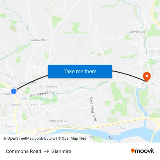 Commons Road to Glanmire map