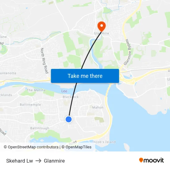 Skehard Lw to Glanmire map