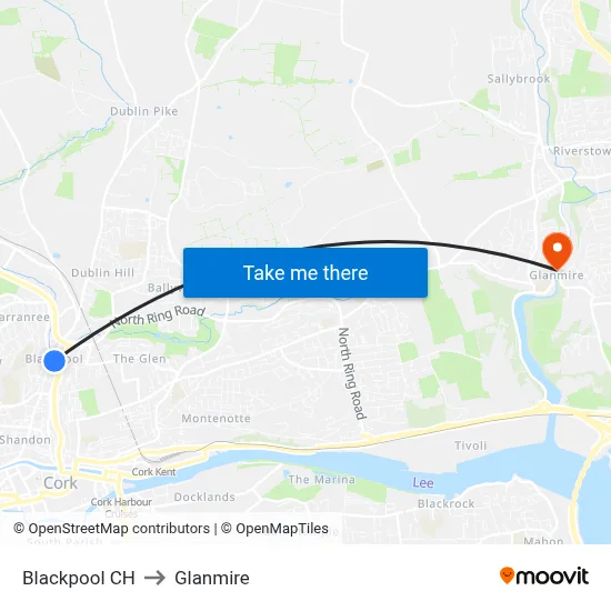 Blackpool CH to Glanmire map
