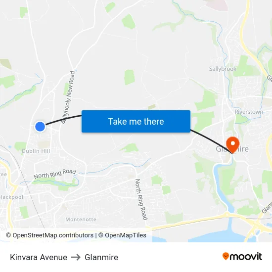 Kinvara Avenue to Glanmire map