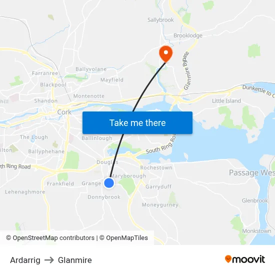 Ardarrig to Glanmire map