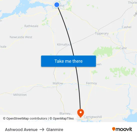 Ashwood Avenue to Glanmire map
