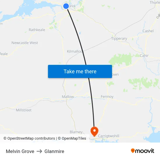 Melvin Grove to Glanmire map