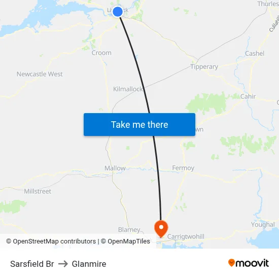 Sarsfield Br to Glanmire map