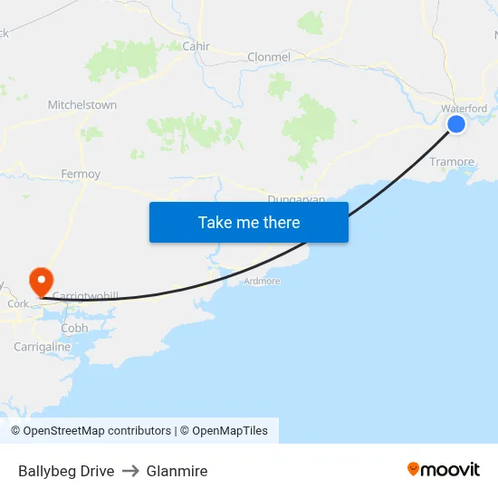 Ballybeg Drive to Glanmire map