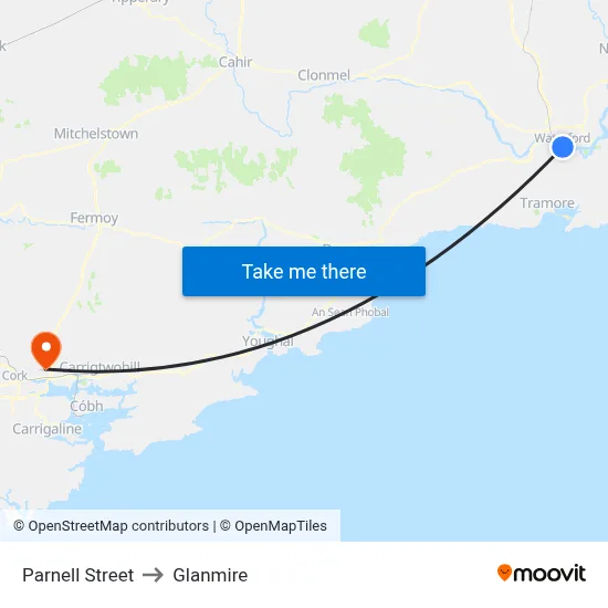 Parnell Street to Glanmire map