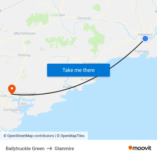 Ballytruckle Green to Glanmire map