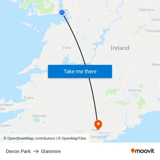 Devon Park to Glanmire map
