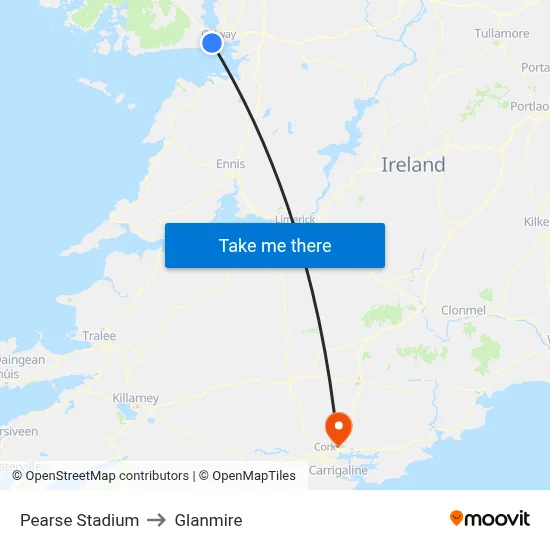 Pearse Stadium to Glanmire map