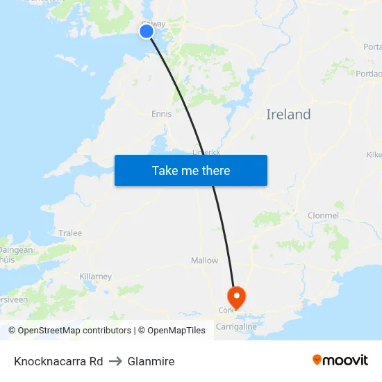 Knocknacarra Rd to Glanmire map