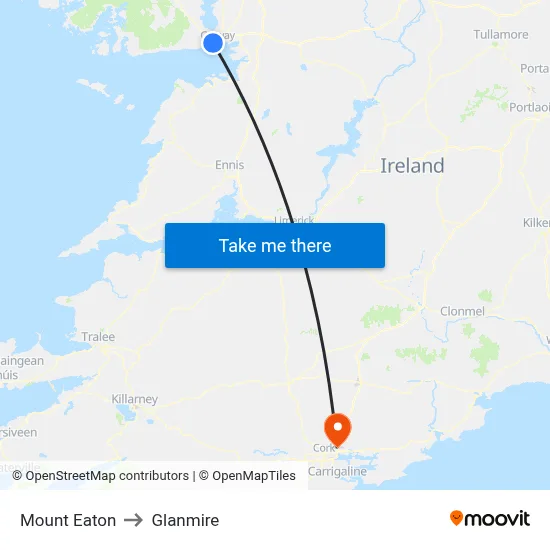 Mount Eaton to Glanmire map