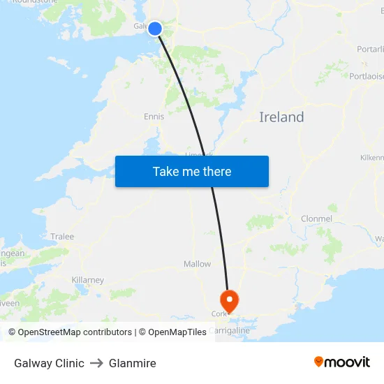 Galway Clinic to Glanmire map