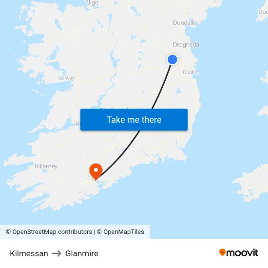 Kilmessan to Glanmire map