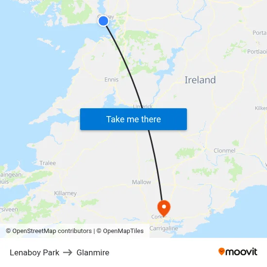 Lenaboy Park to Glanmire map