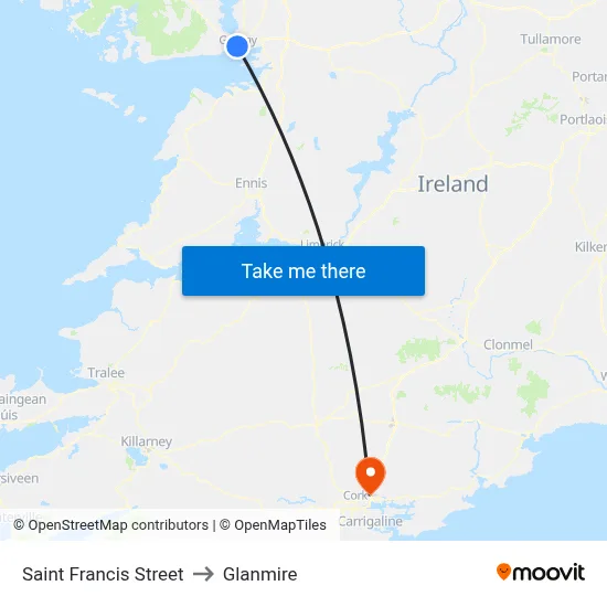 Saint Francis Street to Glanmire map