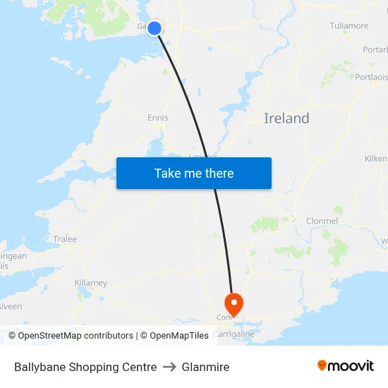 Ballybane Shopping Centre to Glanmire map
