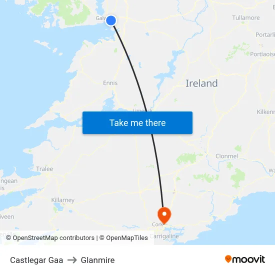 Castlegar Gaa to Glanmire map