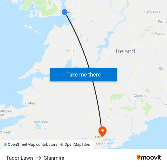 Tudor Lawn to Glanmire map
