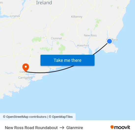 New Ross Road Roundabout to Glanmire map