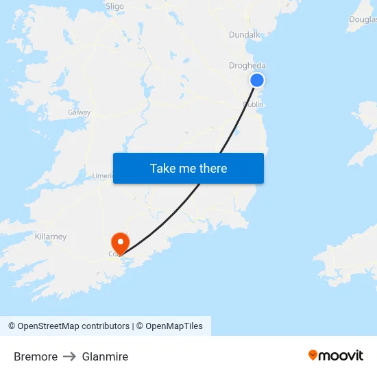 Bremore to Glanmire map