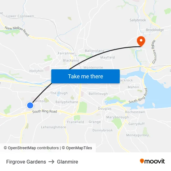 Firgrove Gardens to Glanmire map
