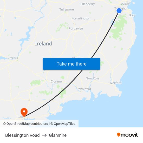 Blessington Road to Glanmire map