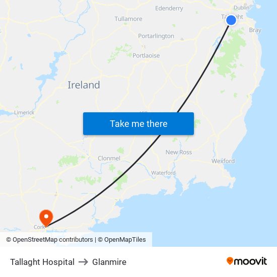 Tallaght Hospital to Glanmire map