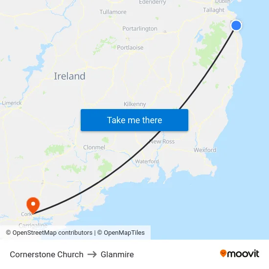 Cornerstone Church to Glanmire map