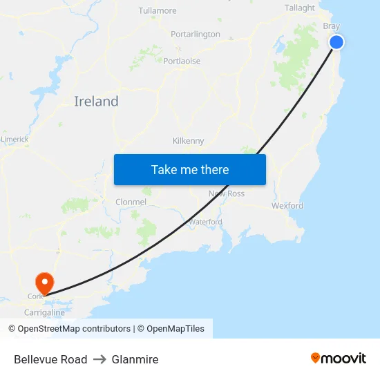 Bellevue Road to Glanmire map