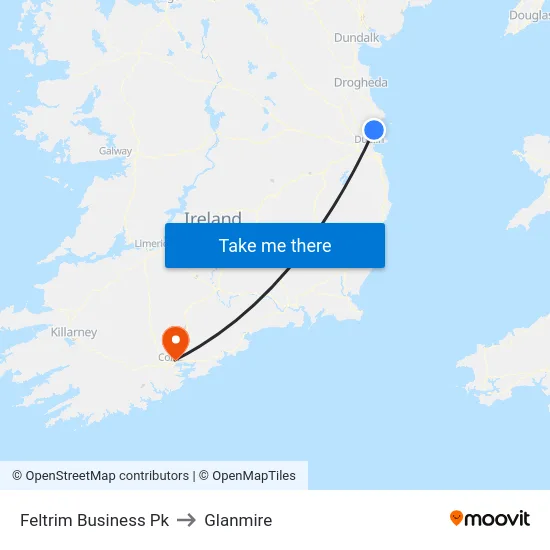 Feltrim Business Pk to Glanmire map