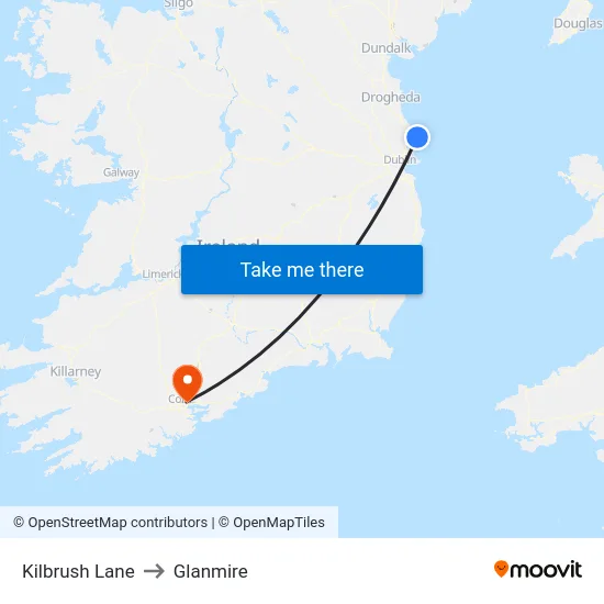Kilbrush Lane to Glanmire map