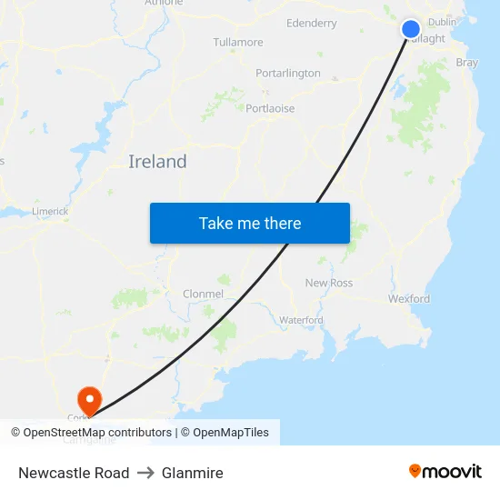 Newcastle Road to Glanmire map