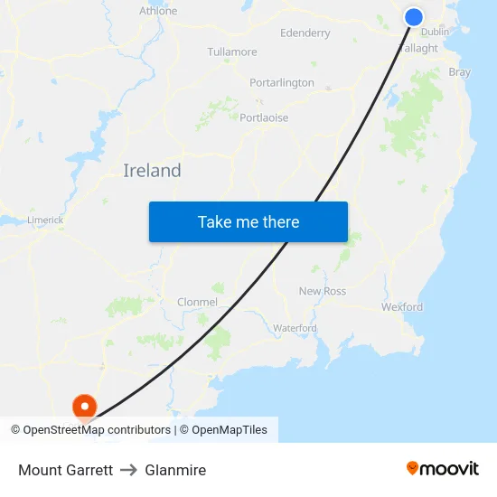 Mount Garrett to Glanmire map