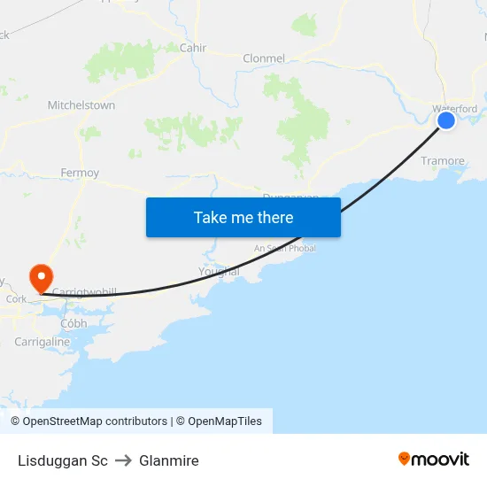 Lisduggan Sc to Glanmire map
