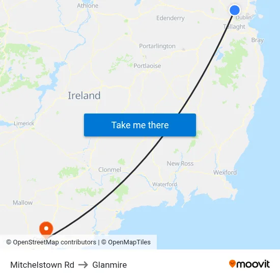 Mitchelstown Rd to Glanmire map