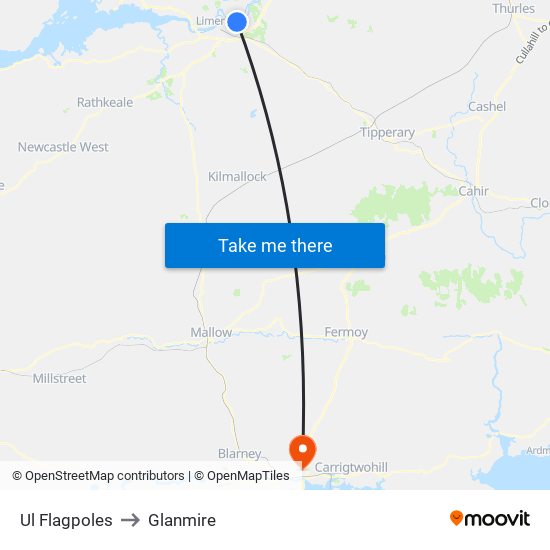 Ul Flagpoles to Glanmire map