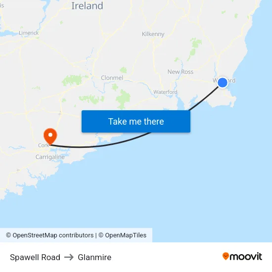 Spawell Road to Glanmire map