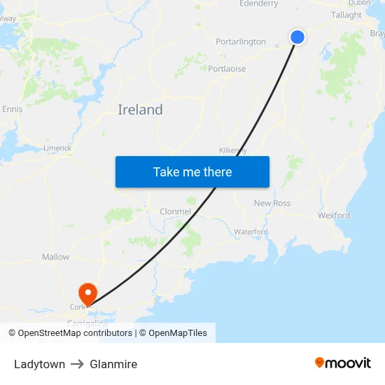 Ladytown to Glanmire map