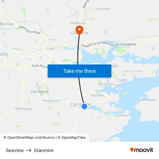 Seaview to Glanmire map