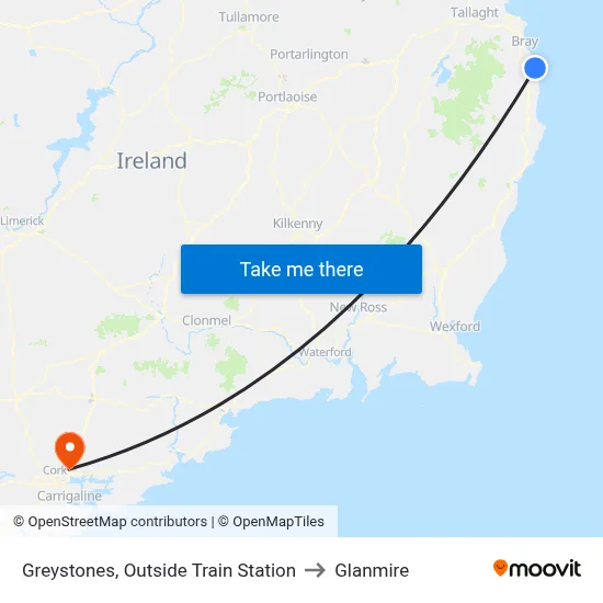 Greystones, Outside Train Station to Glanmire map