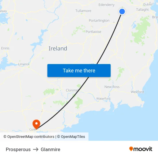 Prosperous to Glanmire map