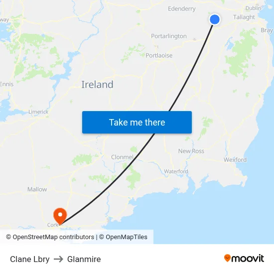 Clane Lbry to Glanmire map