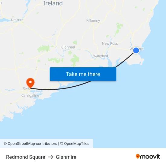 Redmond Square to Glanmire map