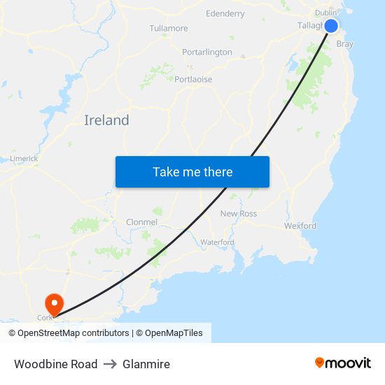 Woodbine Road to Glanmire map