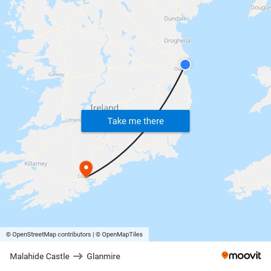 Malahide Castle to Glanmire map