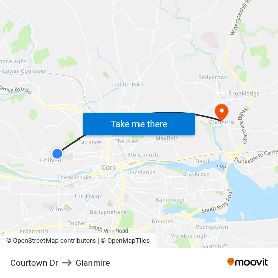 Courtown Dr to Glanmire map