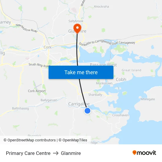 Primary Care Centre to Glanmire map