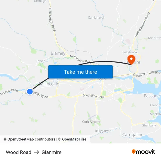 Wood Road to Glanmire map