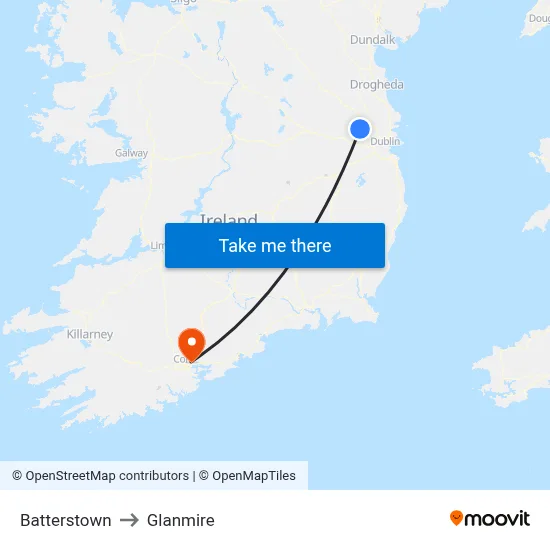 Batterstown to Glanmire map