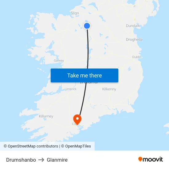 Drumshanbo to Glanmire map